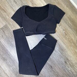 Muscle Nation Grey Ribbed Set